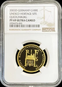 2003 D GOLD GERMANY 1/2 OZ QUEDLINGBURG UNESCO HERITAGE SITE NGC PROOF 69 UC - Picture 1 of 2