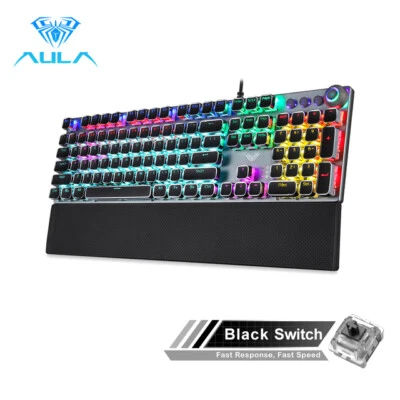 AUAL Square Punk F2088 Mechanical Keyboard 108 Keys Black Switch RGB USB Wired - Image 1 of 4