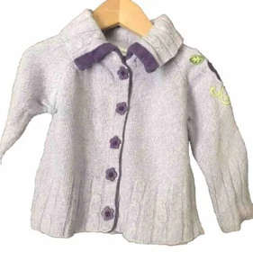 Kid Connection Cardigan Sweater 12 Months Girl Purple L/S Cotton Toddler - Picture 1 of 9