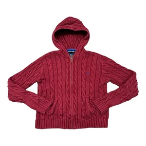 Ralph Lauren Girls Size 6x Mini Cable Knit Full Zip Jacket Red Preppy Classic - Picture 1 of 7