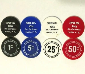 Set 3 SUPER COLMADO ROSA Ficha Cupones HATILLO FOOD STAMP Medaille PUERTO RICO - Bild 1 von 7