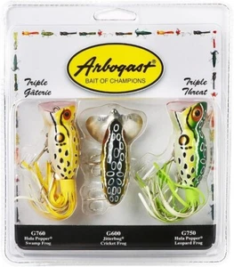 Arbogast Triple Threat Fishing Lure 3-Pack | I Jitterbug Lures and 2 Hula Popper - Picture 1 of 4