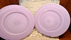 2 nicht mehr produziert seltene 13" Vietri Italien Keramik übergroße Abendessen Ladegerät lila signiert - Bild 1 von 8