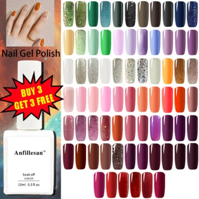 Anfillesan Gel Nails Soak Off Gel Top Coat & Base Coat Nail Varnish Polish 15ml