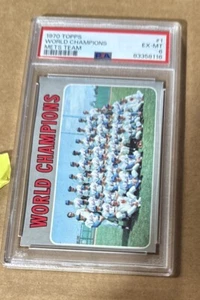 NEW YORK METS TEAM 1970 TOPPS WORLD CHAMPIONS PSA 6 NEAR MINT #1 - Foto 1 di 2