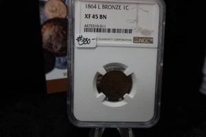 Centavo pequeño Indian Head 1864, con clasificación L. NGC XF45 BN. Tienda # 08490 - Imagen 1 de 3