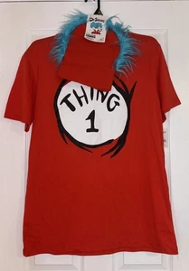 Dr. Seuss Thing 1 T-shirt And Beanie Combo Halloween Costume Size XL (46/48) - Picture 1 of 7