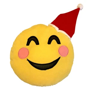 Emoji Embroidered Pillow Santa Hat Holiday Home Kids Bedding Christmas Decor - Picture 1 of 2