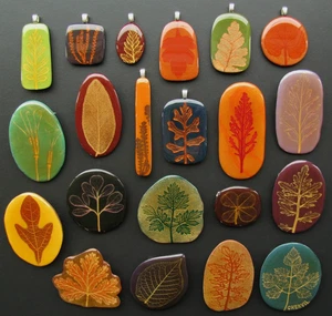 Leaf Impression Jewelry Leaves Lot Pendants Brooch Pins Color Polymer Clay Resin - Picture 1 of 8
