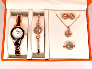 Juego de regalo de reloj para mujer, 5 piezas de joyería pulsera pendiente collar anillo (D2) - Imagen 1 de 33