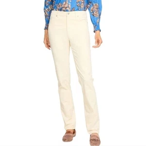 Talbots Corduroy Cream HIgh Rise Straight-Leg Stretch Comfy Pants Size 14 New - Picture 1 of 10