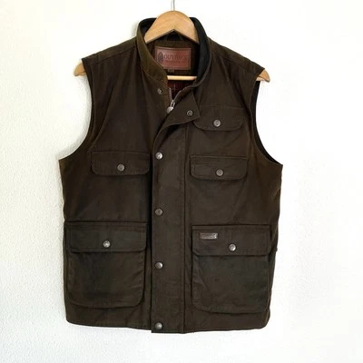 OUTBACK TRADING COMPANY Overlander Brown Oilskin Flannel Lined Vest Sz M - Image 1 of 4