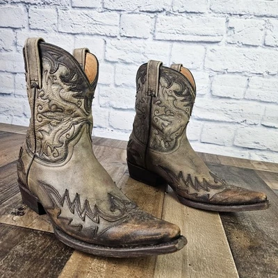 Stetson Damas Botas Occidentales Cortas Marrón Talla 6 Cuero Rancho Rodeo Punta Corta Foto 1 de 4