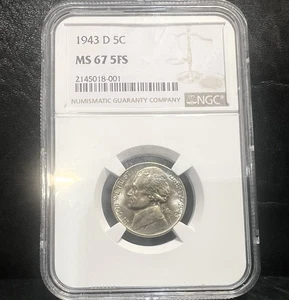 1943-D Jefferson Nickel NGC MS67 5FS  - Picture 1 of 2