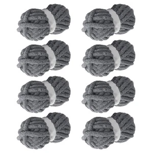 Gray Chunky Yarn, 8 PCS Chunky Chenille Yarn for Hand Knitting, Bulky Thick C... - Picture 1 of 7