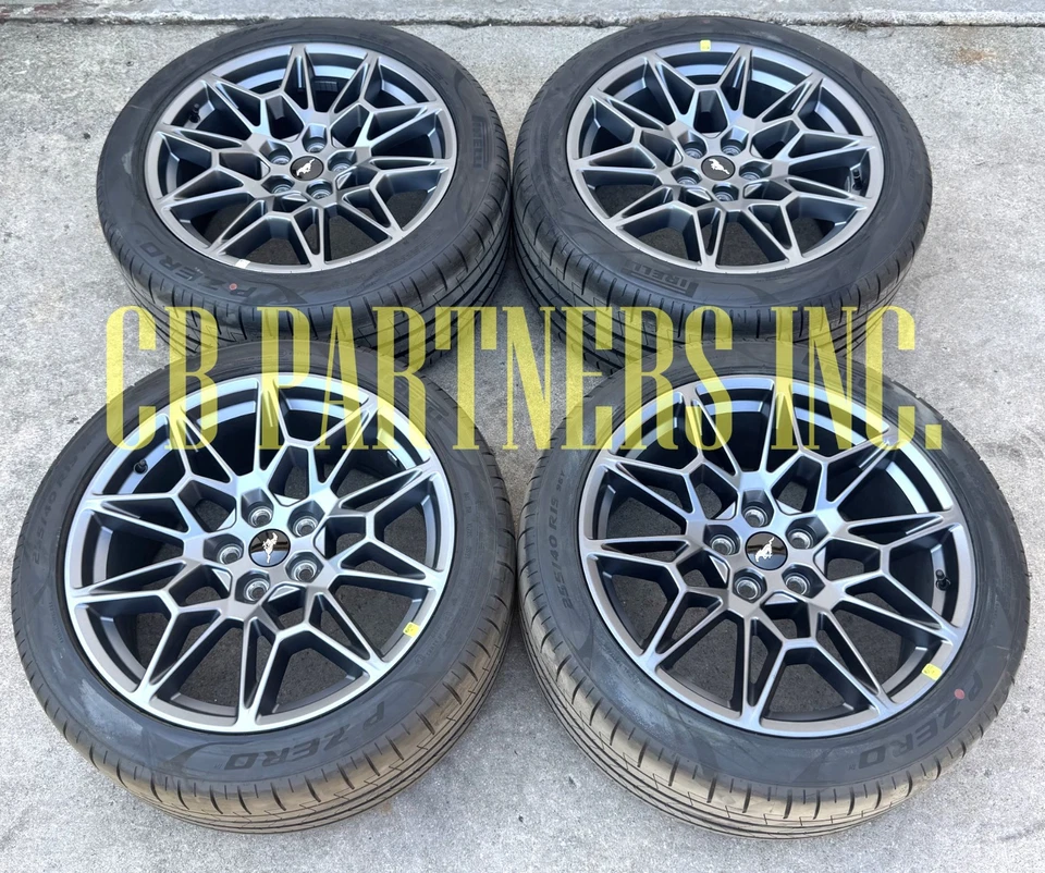 2015-2025 New Takeoff Original Ford Mustang DARK GRAY Staggered 19” Wheels Tires - Image 1 of 4