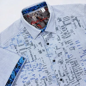 Robert Graham Shirt Men's Large Blue Seersucker Abstract Button Up Short Sleeve - Picture 1 of 11
