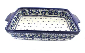 Blue Rose Polish Pottery Spring Blossom Baker with Handles - Picture 1 of 1