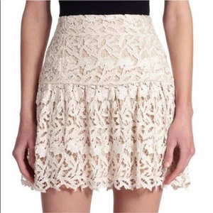 Minifalda Alice + Olivia Crema Jayce Guipur Encaje Capas Talla 8 - Imagen 1 de 6