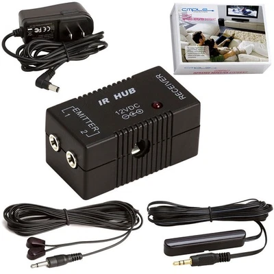 IR Extender Compact Infrared Repeater System Remote Control Kit Emitter Receiver - Image 1 of 4