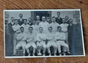 Postcard Unknown Cricet Team with Trophy M Stephenson RP Sunderland - Picture 1 of 2