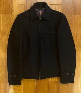 Giacca sportiva in lana Montgomery Ward anni 40 50 blu scuro, foderata, cerniera corona, rara - Foto 1 di 10