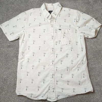 Camisa Rip Curl Playa Tropical Palmera Manga Corta Para Hombre Abotonada Talla Pequeña Foto 1 de 4