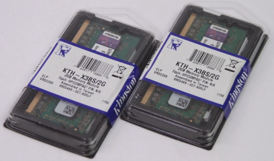 Lot 2 2GB DDR3 PC3-10600 1333MHz SODIMM Kingston KTH-X3BS/2G Memory RAM Unused - Image 1 of 1