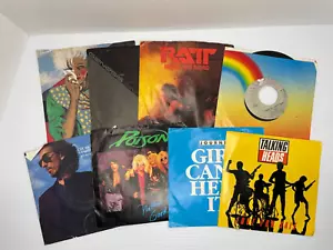 45 RPM 7" 80's Artists Lot of 8 Poison Ratt Prince Genesis Yes Journey - Picture 1 of 2
