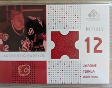 02/03 SP Game Used Jarome Iginla Authentic Fabrics GU - Jersey SP /225 RARE HOF