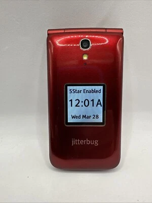 Alcatel One Touch Jitterbug 4043S GreatCall Red Flip Phone - Tested working - Image 1 of 4