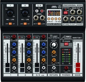 Audio2000'S AMX7361 Four Channel Audio Mixer with USB 5V Power Supply USB/PC NEW - Picture 1 of 3