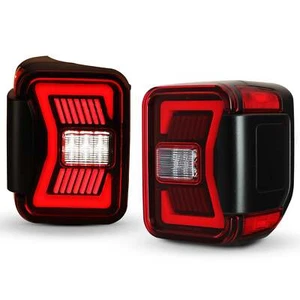 LED Sequential Bar Tail Light Set Black/Red Lens For 20-24 Jeep Gladiator - Picture 1 of 4