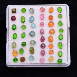 44 Pcs Natural Tourmaline Multi Color 3mm-5mm Cabochon Stunning Loose Gemstones - Picture 1 of 6