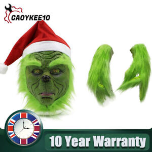 The Grinch Full Head Mask Gloves Christmas Adult Costume Cosplay Christmas Prop