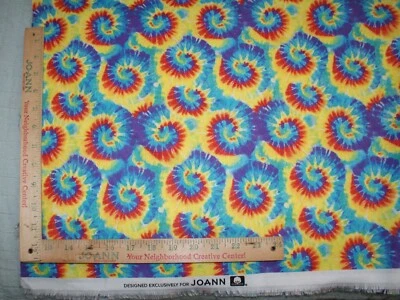 Tie Dye Swirls Bright  Heavy Weight Cotton Fabric JoAnn 2 Yd  x44" Fast Shipping - Image 1 of 4