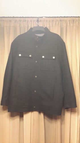 Michael Kors Giacca a scatto con bottoni Pavone Miscela Lana Cappotto da Campo Uomo XL Nero