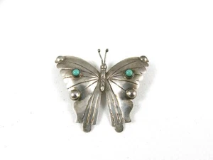 SPILLA FARFALLA PETITE TURCHESE ARGENTO STERLING 925 VINTAGE TAXCO FM - Foto 1 di 5
