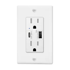 5.8 Amp Type C USB Electrical Outlet Tamper Resistant Wall Charger Receptacle - Bild 1 von 12