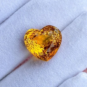 Natural Citrine Heart Concave Cut 19.60 Ct. Loose Gemstone For Jewelry & Ring - Picture 1 of 4