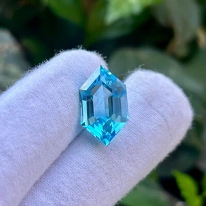 13.3 Carat Sky Blue Topaz Hexagon Faceted Cut Loose Gemstone For Making Jewelry - Picture 1 of 4