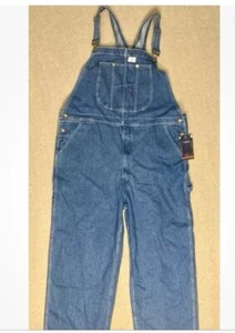 HISEA Bib Overalls Men’s 48x32 Blue Denim Carpenter Workwear Farm Bibs NEW NWT - Picture 1 of 6
