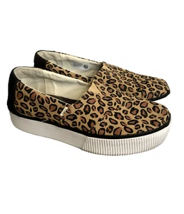 Toms Leopard Print Alpargata Boardwalk Slip on Platform Shoes women 8.5 - Picture 1 of 17