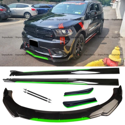 For Dodge Durango Front Bumper Lip 86" Side Skirt Rear Bumper Lip Black Green - Image 1 of 4