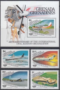 GRENADA GRENADINES Sc #652-6 CPL MNH SET of 4 + S/S - 40th INT'L CIVIL AVIATION - Picture 1 of 1