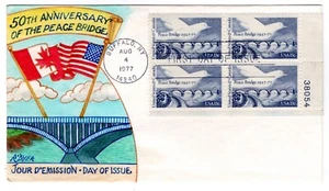 #1721 Peace Bridge U.S. Canada Buffalo NY 1977 FDC Ralph Dyer Hand-painted - Picture 1 of 1