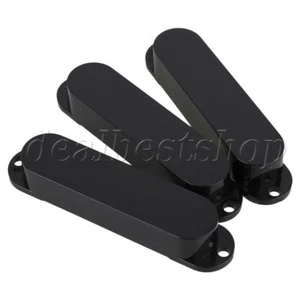 3x Guitar Smooth Solid Plastic No Hole Single Coil Pickup Closed Cover Black - Picture 1 of 3
