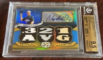2009 TRIPLE THREADS MATT HOLLIDAY SAPHIRE AUTO JERSEY BAT #37 BGS 9.5 2/3 POP 1 - Image 1 of 2