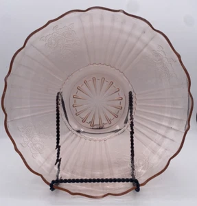 PINK DEPRESSION GLASS LARGE BOWL MAYFAIR OPEN ROSE PATTERN 1931-1937 - Picture 1 of 5