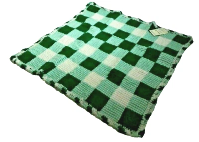 Nueva manta de recepción de cuna de bebé prematuro de guinga de ganchillo hecha a mano Foto 1 de 4